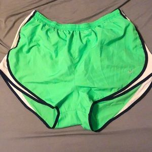 Light green Nike shorts with white and navy blue trim. XL.